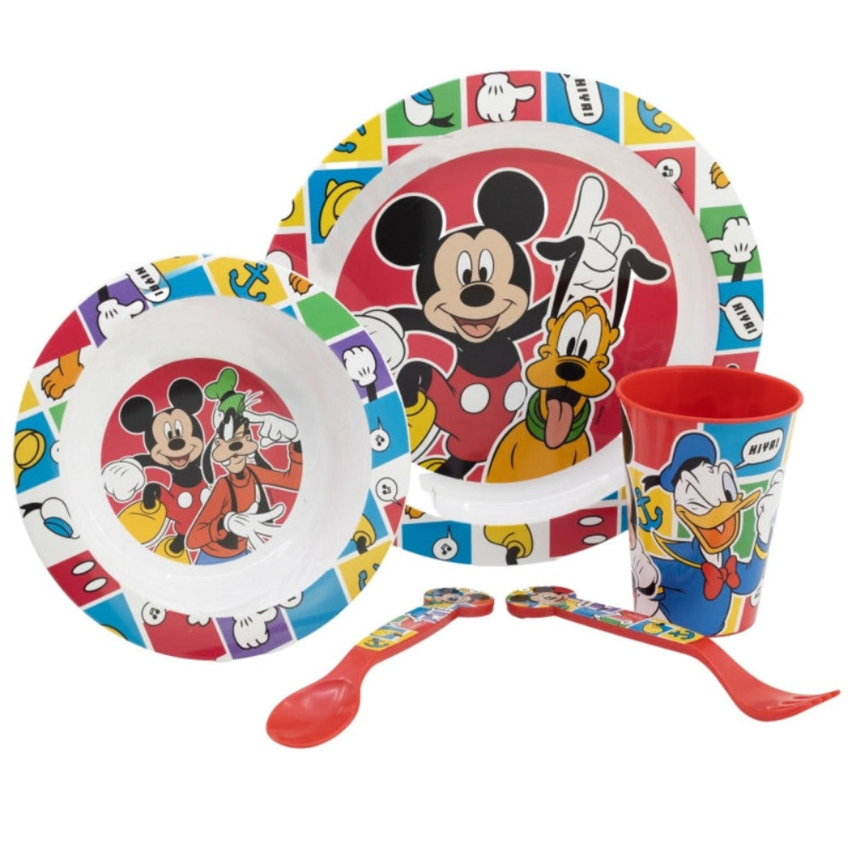 Disney Mickey Mouse Mikrowellengeeignet Kindergeschirr-Set – 5-teiliges Set mit Teller & Becher