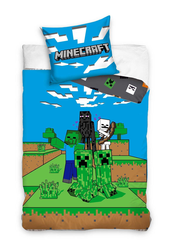 Minecraft Bettwäsche - weiche Baumwolle 135x200 cm Kissen und Decke