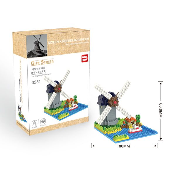 Mühlen in Kinderdijk Niederlande Modell LNO Micro-Bricks Bausteine - Tinisu