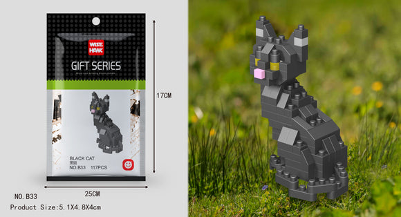 Schwarze Katze Figur Bausteine Modell LNO Micro-Bricks - Tinisu