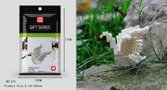 Weißer Schwan Figur Bausteine Modell LNO Micro-Bricks - Tinisu