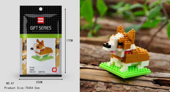 Welsh Corgi Hund Figur Bausteine Modell LNO Micro-Bricks