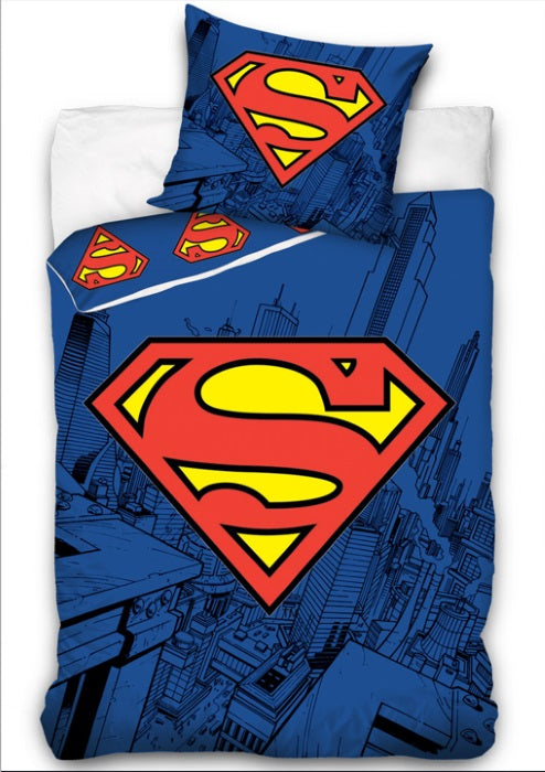 Superman DC Bettwäsche - weiche Baumwolle 140x200 cm Kissen und Decke