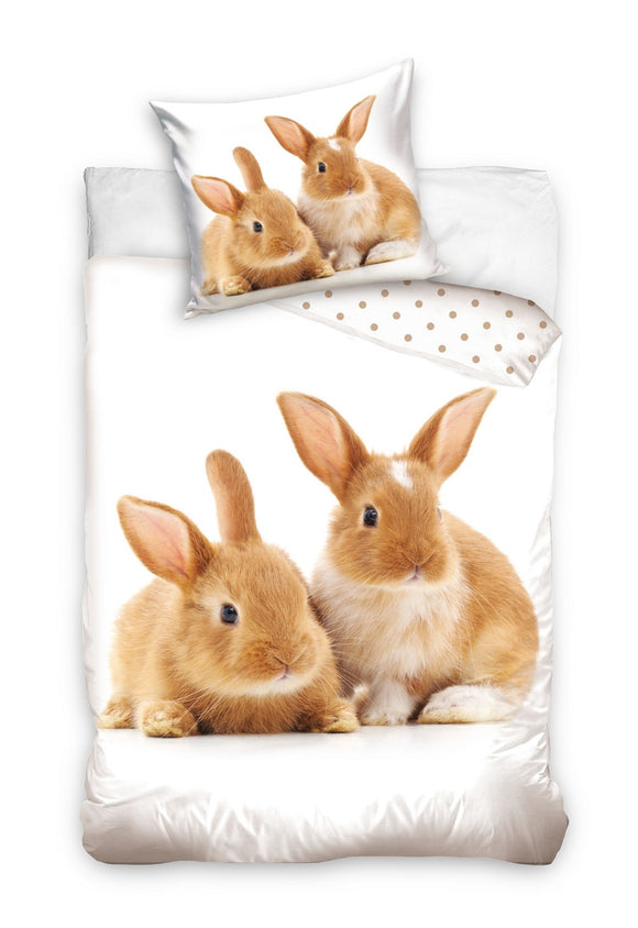 Hasen Bettwäsche - weiche Baumwolle 135x200 cm Kaninchen Kissen und Decke