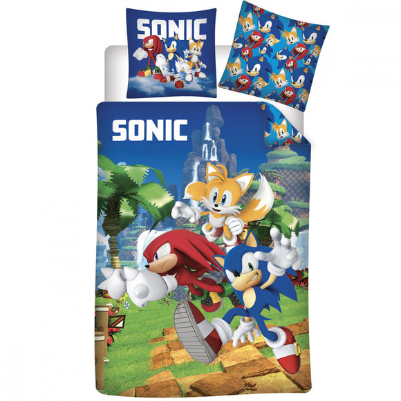 Sonic the Hedgehog Bettwäsche - weiche 140 x 200 cm Decke und Kissen - Tinisu