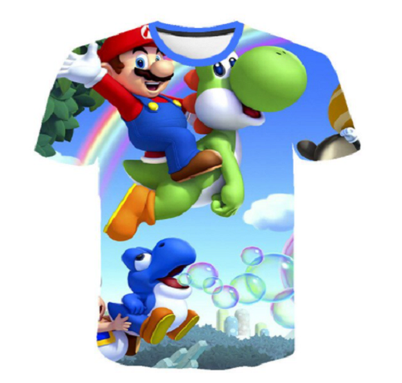 Super Mario T-Shirt für Kinder (Unisex) - Motiv: Mario & Yoshi - Tinisu