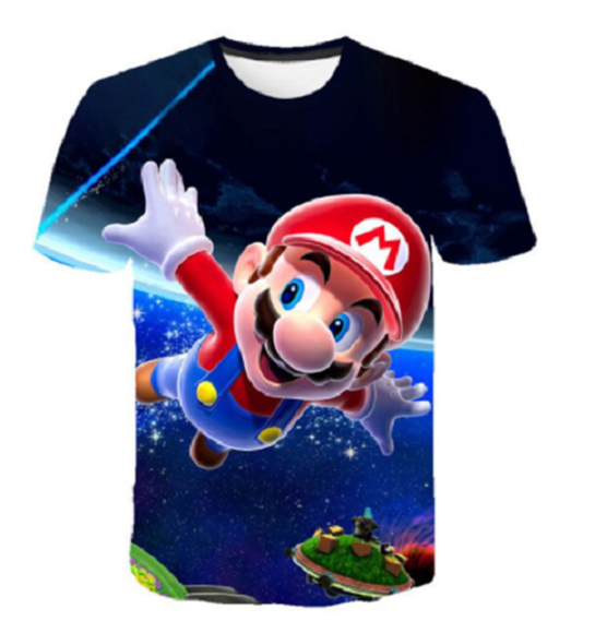 Super Mario T-Shirt für Kinder (Unisex) - Motiv: Mario Galaxy - Tinisu