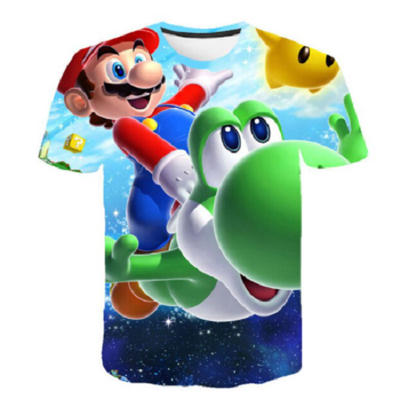 Super Mario T-Shirt für Kinder (Unisex) - Motiv: Mario & Yoshy - Tinisu