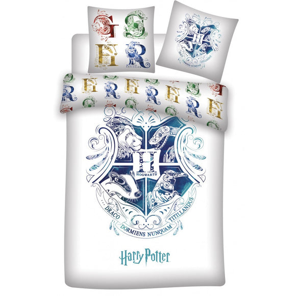 Harry Potter Wappen Bettwäsche - weiche Baumwolle - Kissen und Decke - Tinisu