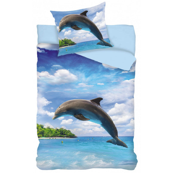Delphin Bettwäsche - weiche Baumwolle - Kissen und Decke - Tinisu