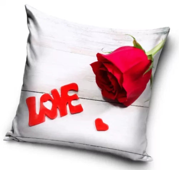 Valentinstag Kissenbezug: Rose Herz Love - 40cm x 40cm - Tinisu
