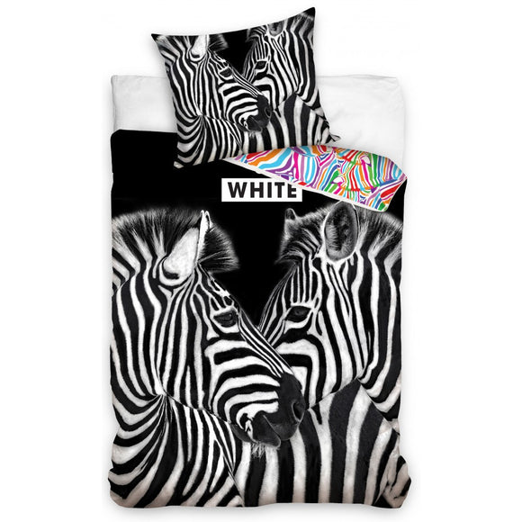 Zebra Bettwäsche - weiche Baumwolle - Kissen und Decke - Tinisu