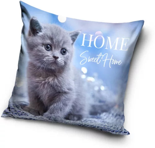 Süße Katze Kissenbezug: Home Sweet Home Kätzchen - 40cm x 40cm - Tinisu