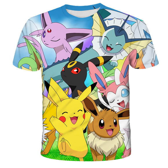 Pokemon T-Shirt für Kinder (Unisex) - Motiv: Pikachu, Evoli, Nachtara, Feelinara uvm. - Tinisu