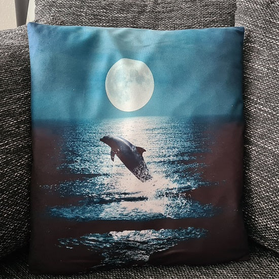 Kissenbezug Delfin im Mondschein - 45cm x 45cm - Tinisu
