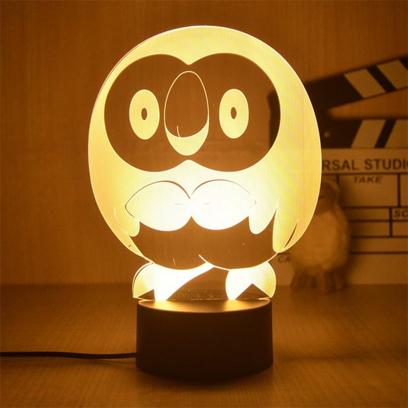 Pokemon Nachtlampe Bauz - 3D Lampe für Kinder Rowlet - Tinisu