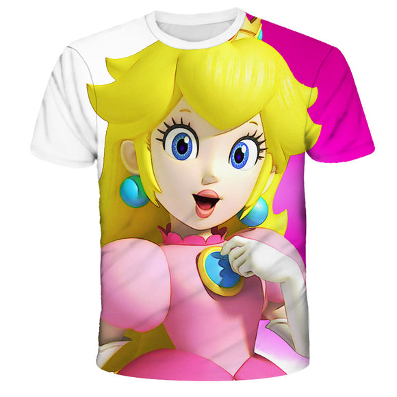 Super Mario T-Shirt für Kinder (Unisex) - Motiv: Prinzessin / Princess Peach - Tinisu