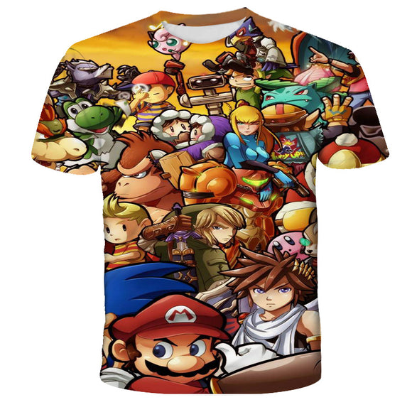 Super Mario T-Shirt für Kinder (Unisex) - Motiv: Super smash. Bros. Kämpfer - Tinisu