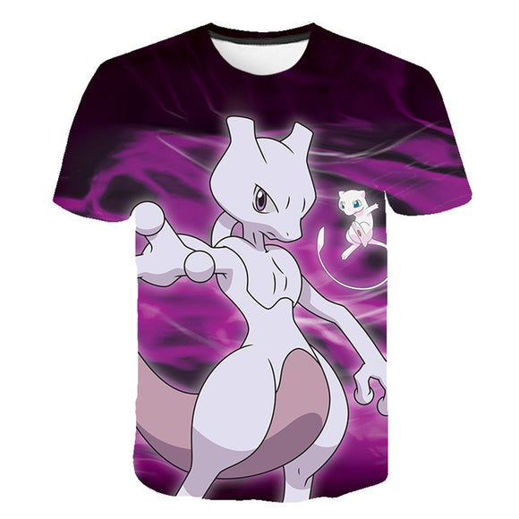 Pokemon T-Shirt für Kinder (Unisex) - Motiv: Mewtu / Mewtwo & Mew - Tinisu