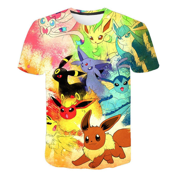 Pokemon T-Shirt für Kinder (Unisex) - Motiv: Evoli, Nachtara, Aquana, Flamara uvm. - Tinisu
