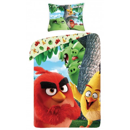 Angry Birds Bettwäsche 140 x 200 cm - weiche Baumwolle - Kissen und Decke - Tinisu