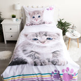 Kätzchen Bettwäsche - weiche Baumwolle 140x200 cm Kissen und Decke