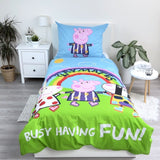Peppa Pig Bettwäsche mit Leuchteffekt - 140x200 cm Wutz Kissen und Decke