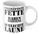 Lustige Kaffeetasse "Ungesättigte Fette Haben Meistens Schlechte Laune" Männer Vatertag Tasse Büro Geschenk