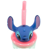 Stitch 3D Plastikbecher mit Strohhalm für Kinder 360ml Lilo & Stitch