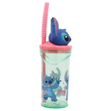 Stitch 3D Plastikbecher mit Strohhalm für Kinder 360ml Lilo & Stitch