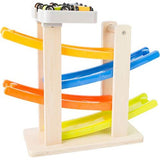 Rennbahn mit Parkdeck aus Holz – personalisierbar, inkl. 4 Autos | small foot 10602