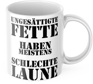 Lustige Kaffeetasse "Ungesättigte Fette Haben Meistens Schlechte Laune" Männer Vatertag Tasse Büro Geschenk