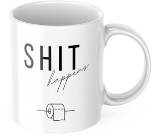 Lustige Kaffeetasse "Shit happens" Frühstück Morgen Arbeit Tasse Büro Geschenk