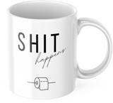 Lustige Kaffeetasse "Shit happens" Frühstück Morgen Arbeit Tasse Büro Geschenk