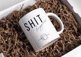 Lustige Kaffeetasse "Shit happens" Frühstück Morgen Arbeit Tasse Büro Geschenk