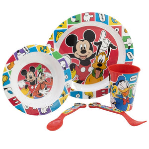 Micky Maus Plastik Geschirr Set 5-Teile Kunststoffset für Kinder