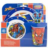 Spiderman Plastik Geschirr Set 5-Teile Kunststoffset für Kinder