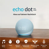 Echo Dot mit Uhr 5. Generation Amazon Smart Speaker mit Alexa Graublau