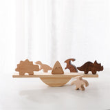 Dinosaurier Block Balancierspiel aus Holz – Multifunktionales Fädel- & Balance-Wippspielzeug