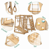 6in1 Indoor-Spielplatz aus Holz für Kinder –  Schaukel, Rutsche, Seil und Treppe