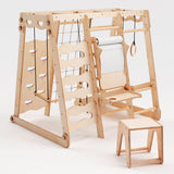 6in1 Indoor-Spielplatz aus Holz für Kinder –  Schaukel, Rutsche, Seil und Treppe