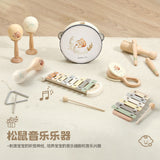 Beliebtes Montessori Holz-Musikinstrument-Set „Eichhörnchen“ – Musikspielzeug für Babys & Kinder | Verschiedene Instrumente, CE-zertifiziert