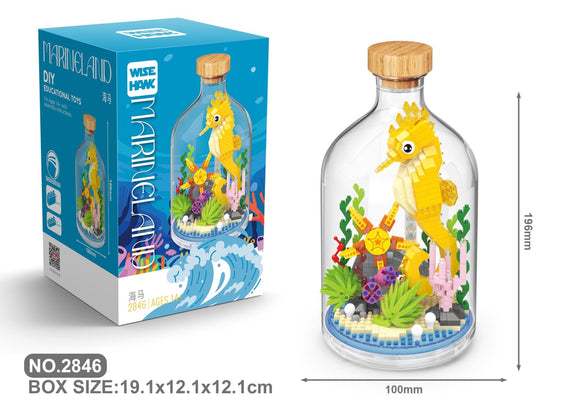 Seepferdchen Bausteine Modell Figur Klemmbausteine Flasche Micro-Bricks