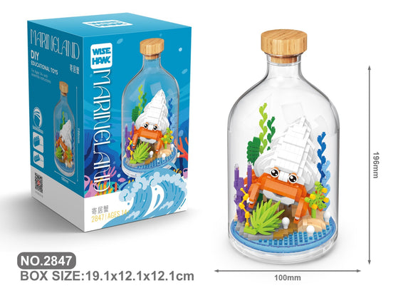 Einsiedlerkrebs Bausteine Modell Figur Krebs Klemmbausteine Flasche Micro-Bricks