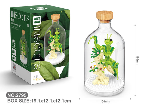 Gottesanbeterin Bausteine Modell Figur Klemmbausteine Flasche Micro-Bricks