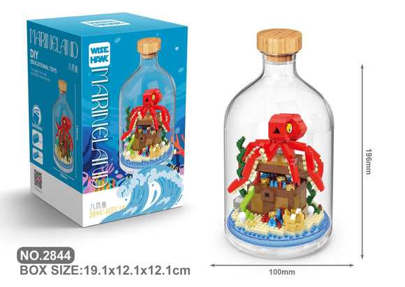 Oktopus Bausteine Modell Figur Klemmbausteine Flasche Micro-Bricks