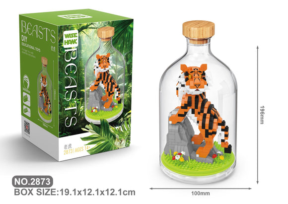 Tiger Bausteine Modell Figur Klemmbausteine Flasche Micro-Bricks