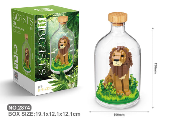 Löwe Bausteine Modell Figur Klemmbausteine Flasche Micro-Bricks