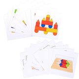 Symmetrie Spiel aus Holz mit Spiegel - mit flachen Bausteinen & Karten