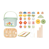 Montessori Holz Wald Steck- Einfädeln und Stapel Set mit Tierfiguren - Lern- & Motorikspielzeug für Kinder